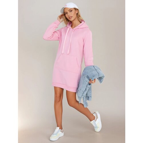 DStreet Bluza damska długa z kapturem oversize TIMMY r&amp;oacute;żowa Slike