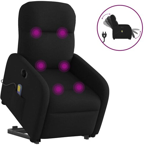 VidaXL Električni masažni naslonjač na podizanje od tkanine crni Slike