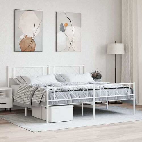 Metalni okvir kreveta uzglavlje i podnožje bijeli 183x213 cm Cijene