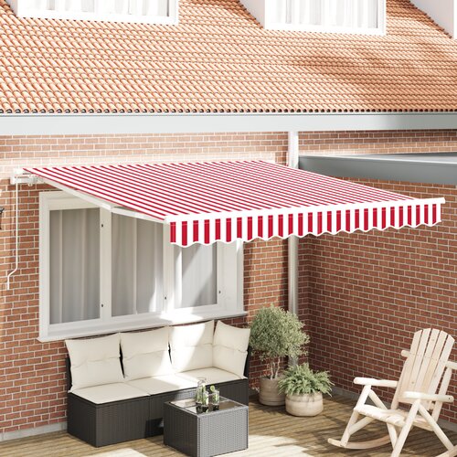 VidaXL Ročna Retraktibilna tenda Rdeča in bela črta 300x250 cm Slike