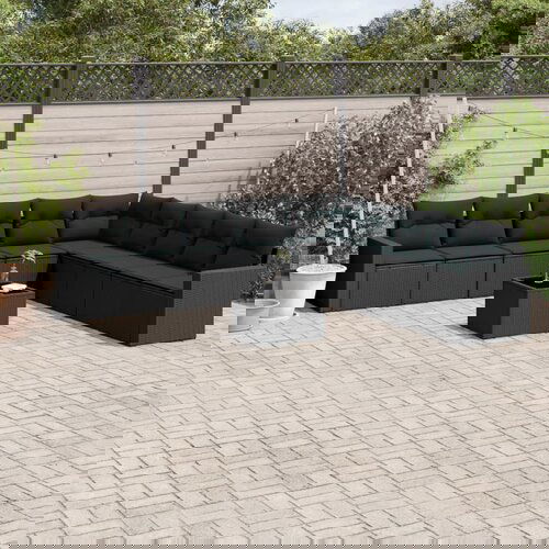 vidaXL 10-dijelni set vrtnih sofa s jastucima crni od poliratana Cijene