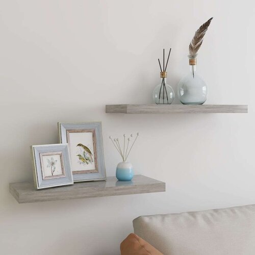  Plutajuće zidne police 2 kom boja betona 60 x 23 5 x 3 8 cm MDF Slike