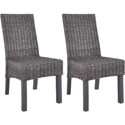 vidaXL Jedilni stoli 2 kosa rjavi Kubu ratan in mangov les, (20700140)