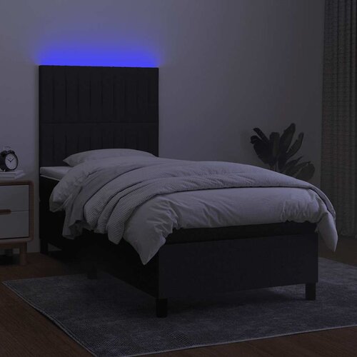  box spring s madracem LED crni 90x200 cm od tkanine Slike