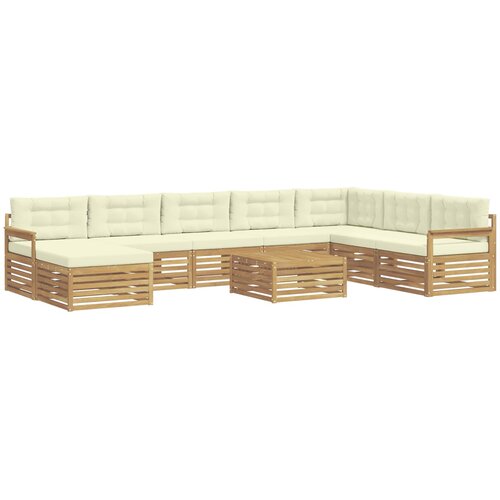 vidaXL Zunanja garnitura za sedenje z blazino 9 pcs Bela in krem, (5000280029) Cene