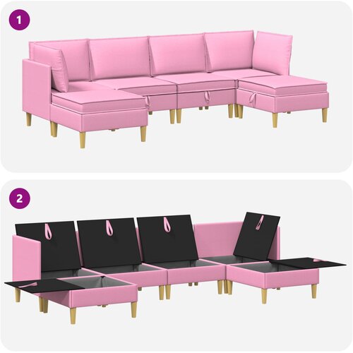  Set namje&amp;scaron;taja za dnevni boravak 6 pcs Ružičasta Tkanina Slike