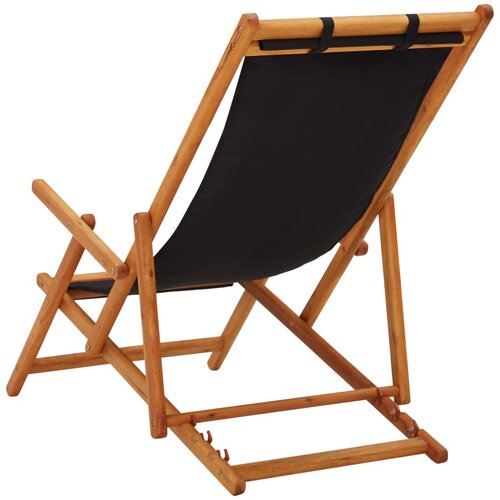  Sklopiva stolica za plažu od drva eukaliptusa i tkanine crna Slike