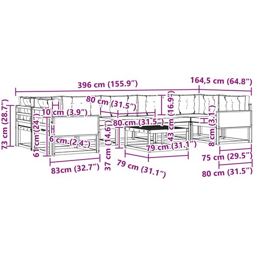  Set vanjskih sofa 8 pcs Prirodna i Svjetlosiva Slike