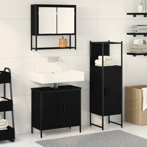  Set namje&scaron;taja za kupaonicu 3 kom. Crna 33 x 33 x 113,5 cm Cijene