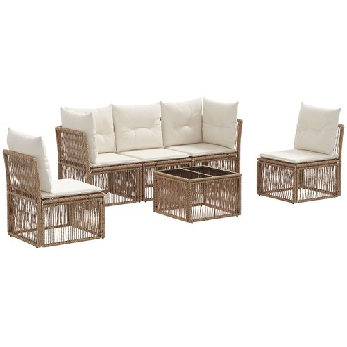 vidaXL Vrtna sedežna garnitura 6 pcs Bež poli ratan, (5000271170) Cene