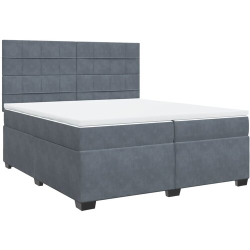 vidaXL Box spring postelja z vzmetnico temno siva 200x200 cm žamet, (21307670) Cene