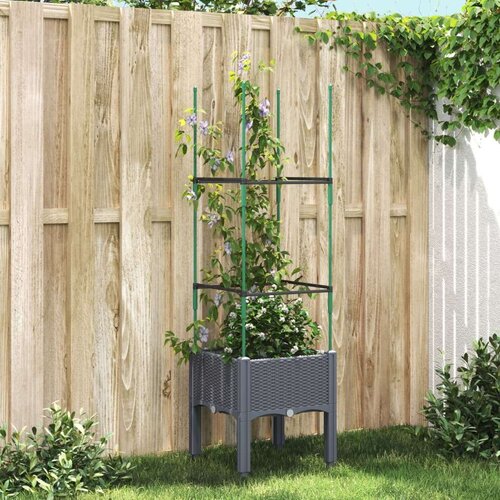  Cvetlično korito z oporno mrežo sivo 40x40x142,5 cm PP Slike