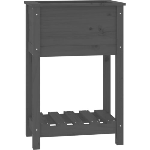 Maison Chic Visoka greda - Greda - Cvetlični Lonec s polico siva 54x34,5x81 cm trdna borovina, (21788618) Cene