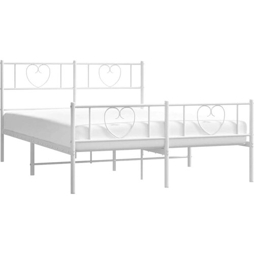 VidaXL Metalni okvir kreveta uzglavlje i podnožje bijeli 120x200 cm Slike