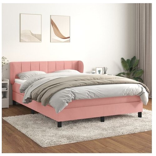VidaXL Box spring postelja z vzmetnico roza 140x190 cm zamet Slike