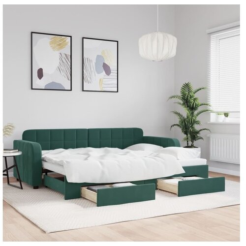 vidaXL Dnevni krevet na razvlačenje tamnozeleni 80 x 200 cm baršunasti Cijene