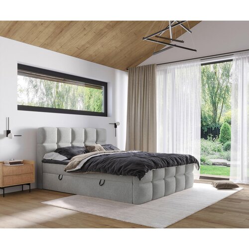 XORA POSTELJA Z VZMETNICO 140 cm x 200 cm , tekstil srebrne barve Slike