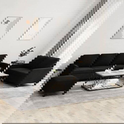 VidaXL 3-dijelni set sofa s jastucima crni bar&amp;scaron;unasti Slike