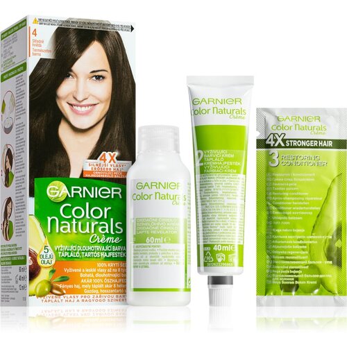 Garnier color Naturals Cr&amp;eacute;me trajna in sijoča barva za lase 40 ml odtenek 4 Natural Brown Slike