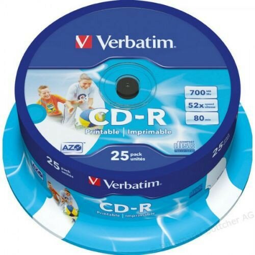 Verbatim cd-r printable 700MB 52X 43439 ( 74P/Z ) Slike