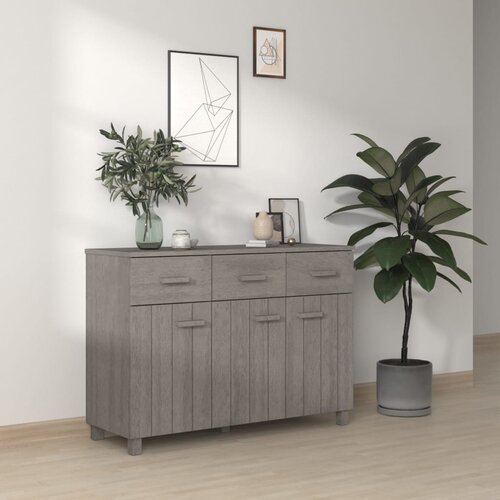  Komoda HAMAR svjetlosiva 113 x 40 x 80 cm od masivne borovine Slike