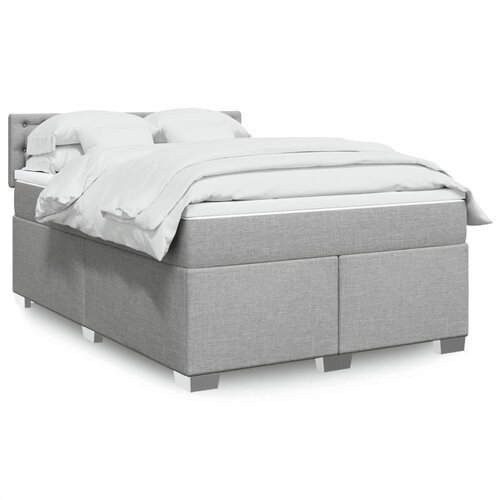 VidaXL Krevet box spring s madracem svjetlosiva 160x200 cm tkanina Slike