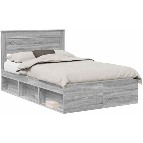 vidaXL Konstrukcija postelje z vzmetnico Siva Sonoma 120 x 190 cm, (5000103643) Cene