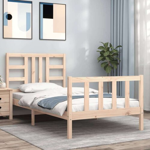  Posteljni okvir z vzglavjem 100x200 cm trden les Cene