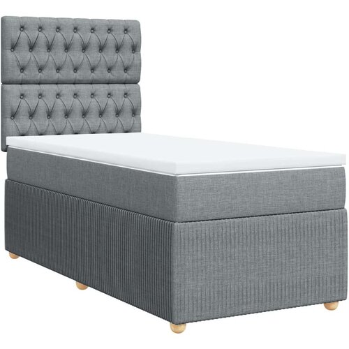 VidaXL Krevet s oprugama i madracem svjetlosivi 100x200 cm od tkanine Slike