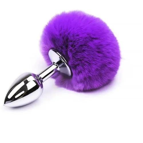 Afterdark Butt Plug with Pompon Silver/Purple Size S