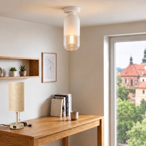 Brilagi LED stropna svetiljka RETRO GLASS 1xE27/60W/230V prečnik 14 cm bela Slike