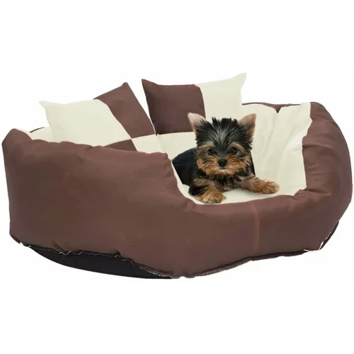  Dvostrani perivi jastuk za pse smeđi i krem 65 x 50 x 20 cm