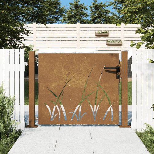 vidaXL Vrtna vrata 105x105 cm Corten jeklo dizajn drevesa Cene