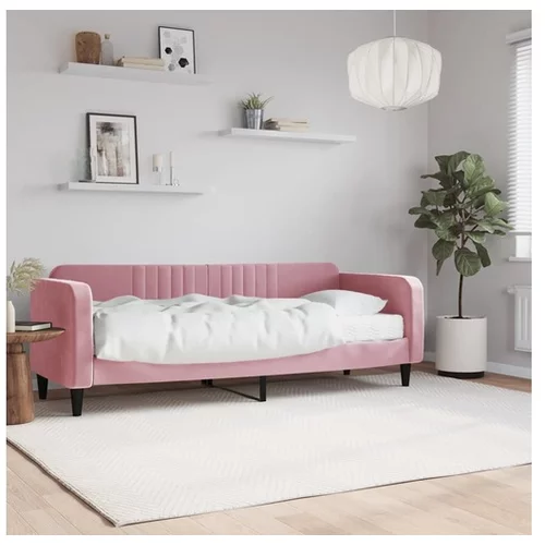 vidaXL Dnevni krevet s madracem ružičasti 80 x 200 cm baršunasti