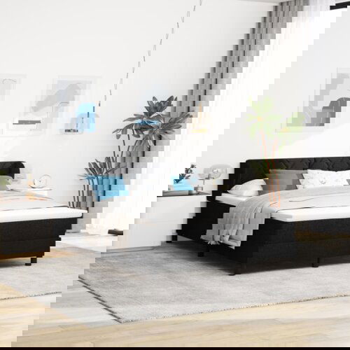  Krevet s uzdužnim podupiračem i madracem Crna 140x200 cm Tkanina Cijene