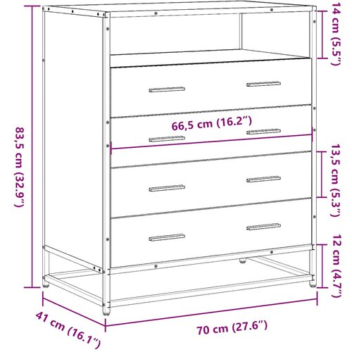  Ormar s ladicama sonoma hrast 70x41x83,5 cm izrađeno drvo Slike