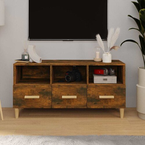  TV ormarić boja dimljenog hrasta 102x36x50 cm konstruirano drvo Smeđa Cene