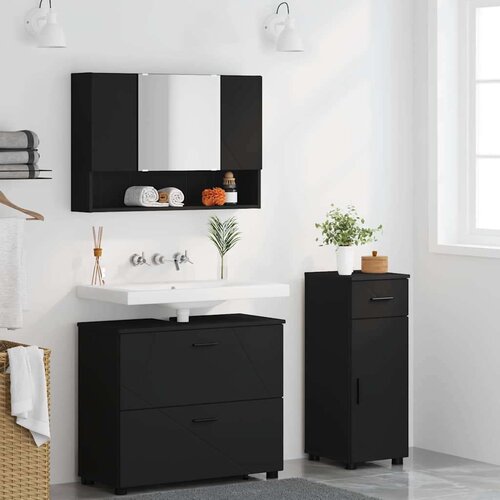 VidaXL set namje&amp;scaron;taja za kupaonicu zidne 3 pcs crna 76.5 x 35 x 64 cm Slike
