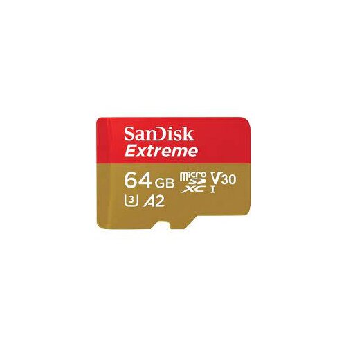 San Disk Extreme microSDXC 64GB for Action Cams and Drones + SD Adapter 170MB/s & 80MB/s A2 C10 V30 UHS-I U3 Cene