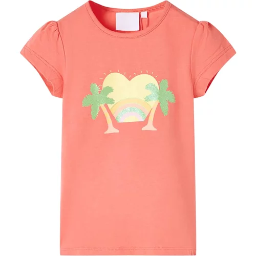 vidaXL Otroška majica s kratkimi rokavi koralna 116