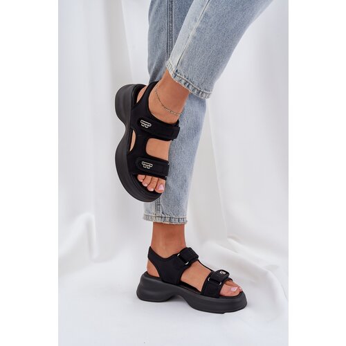 Boto Fabric Lightweight Platform Sandals Black Deniffia Cene