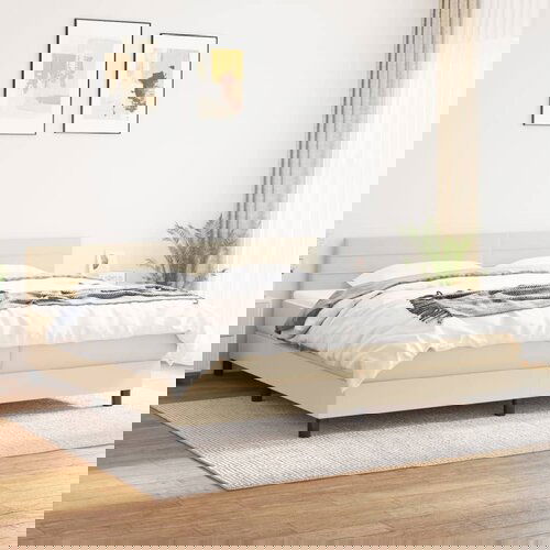 The Living Store Box spring postelja z vzmetnico krem 200x200 cm blago - Box Spring Postelja, (21514559) Cene