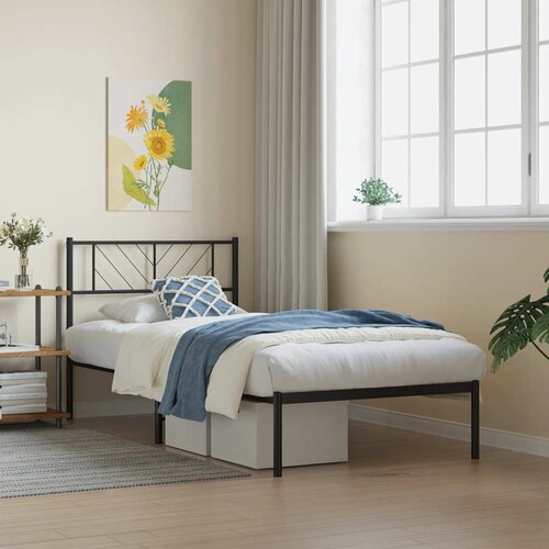  Metalni okvir za krevet s uzglavljem crni 107x203 cm Cene