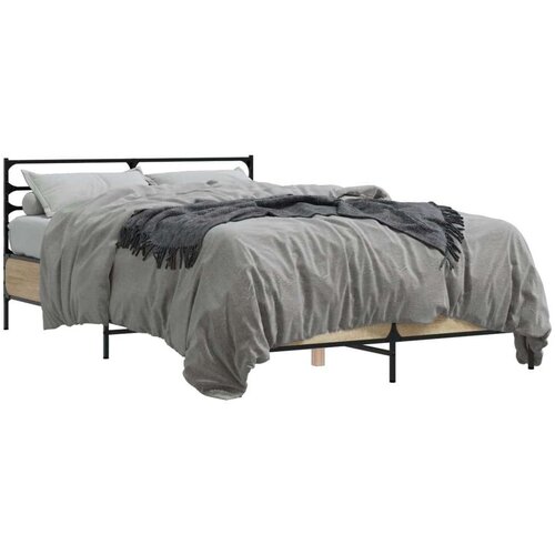  Posteljni okvir sonoma hrast 120x190 cm inž. les in kovina Slike