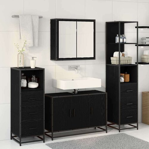 VidaXL set namje&amp;scaron;taja za kupaonicu 3 pcs crni hrast 90 x 33 x 60 cm Slike
