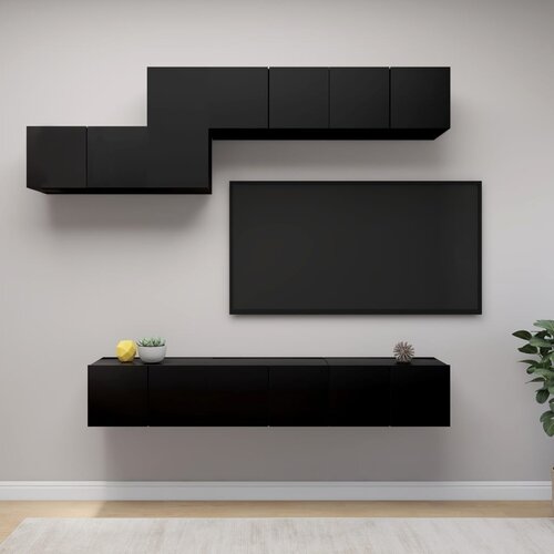 The Living Store Komplet TV omaric 7-delni črna iverna plo&amp;scaron;ča - Komplet TV Omaric, (21374384) Slike