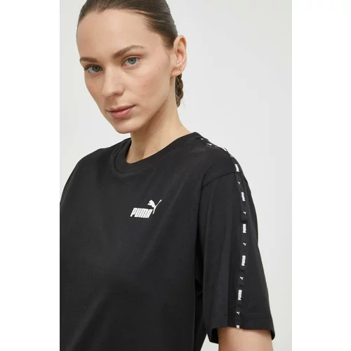 Puma Bombažna kratka majica ženska, črna barva, 675994