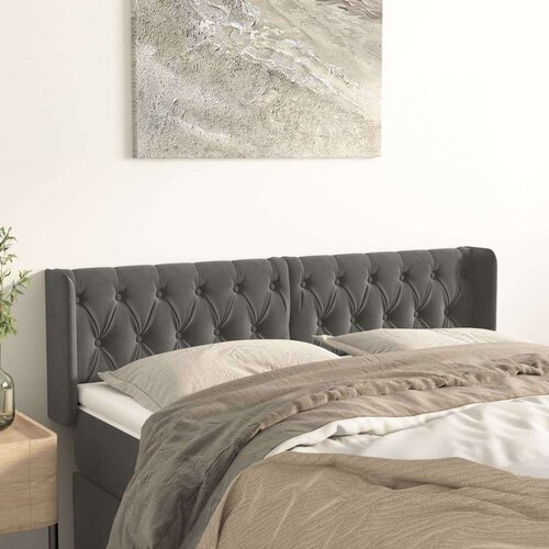  Vzglavje z u&amp;scaron;esi temno sivo 147x16x78/88 cm žamet, (20793160) Slike