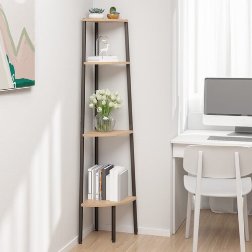 VidaXL Kutna polica s 4 razine svjetlosmeđa-crna 45 5 x 31 5 x 150 cm Slike
