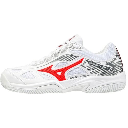 Mizuno Breakshot 3 CC White/IgnititonRed EUR 32.5 Junior Tennis Shoes Cene